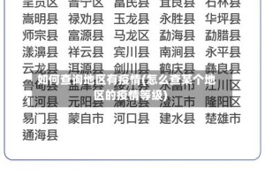 如何查询地区有疫情(怎么查某个地区的疫情等级)