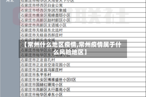 【常州什么地区疫情,常州疫情属于什么风险地区】