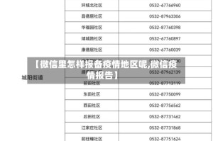 【微信里怎样报备疫情地区呢,微信疫情报告】