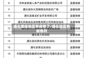 通化哪些地区有疫情了/通化地区有疫情吗