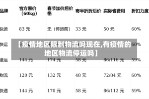 【疫情地区限制物流吗现在,有疫情的地区物流停运吗】