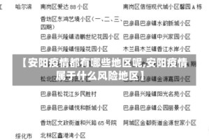 【安阳疫情都有哪些地区呢,安阳疫情属于什么风险地区】