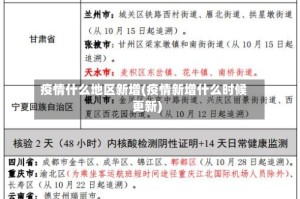 疫情什么地区新增(疫情新增什么时候更新)