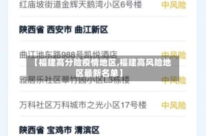 【福建高分险疫情地区,福建高风险地区最新名单】
