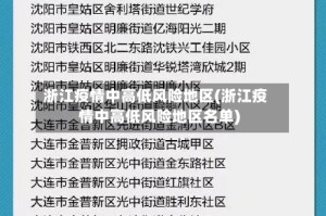 浙江疫情中高低风险地区(浙江疫情中高低风险地区名单)