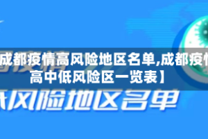 【成都疫情高风险地区名单,成都疫情高中低风险区一览表】
