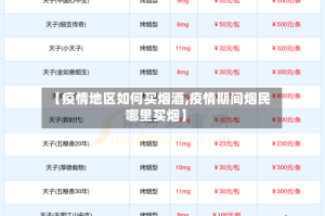 【疫情地区如何买烟酒,疫情期间烟民哪里买烟】