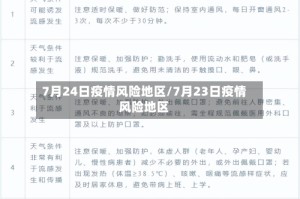 7月24日疫情风险地区/7月23日疫情风险地区