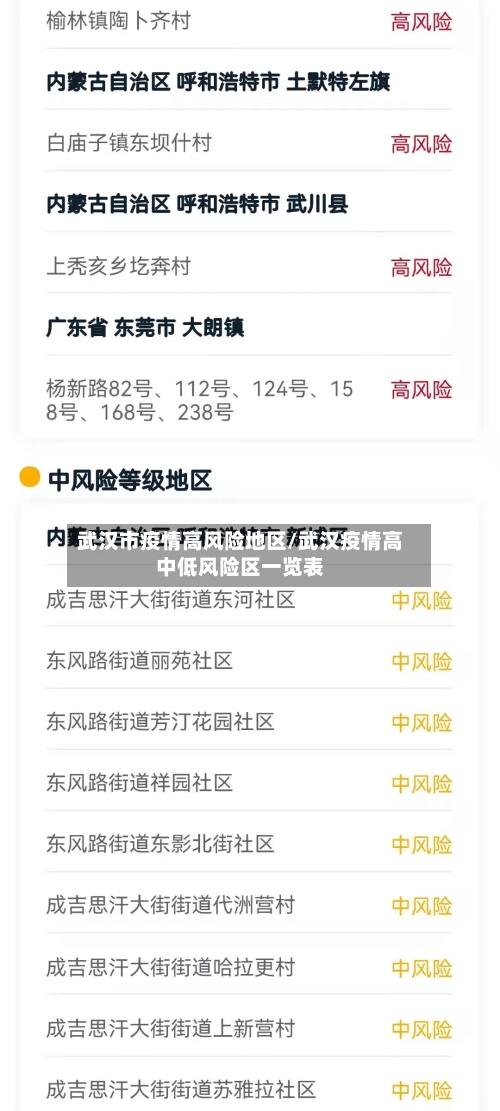 武汉市疫情高风险地区/武汉疫情高中低风险区一览表-第1张图片