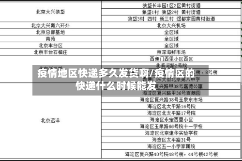 疫情地区快递多久发货啊/疫情区的快递什么时候能发-第1张图片