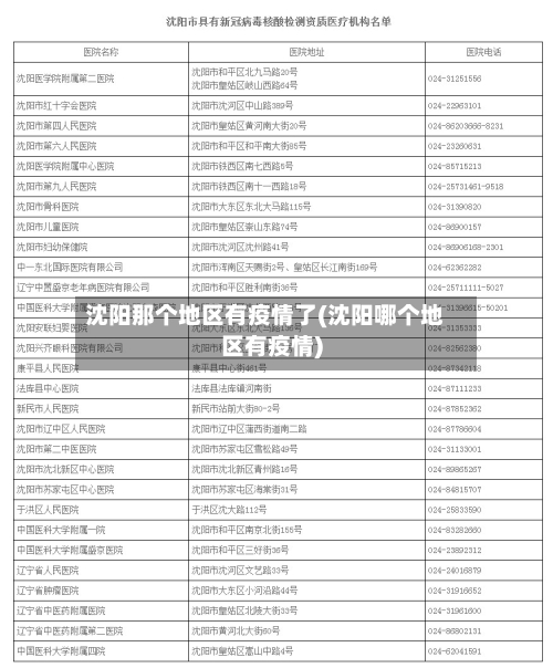 沈阳那个地区有疫情了(沈阳哪个地区有疫情)-第1张图片